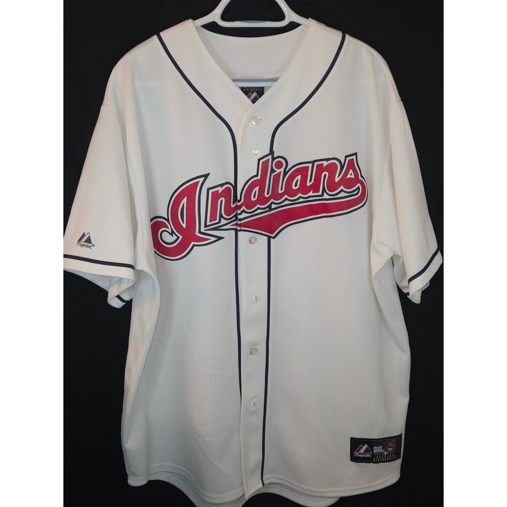 Lot of 4 Vintage‎ Cleveland Indians Majestic Starter Baseball White Red Blue MLB